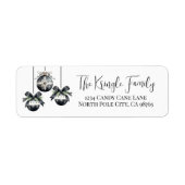 Elegant Zwart Wit Kerst Retouradres Etiket (Voorkant)