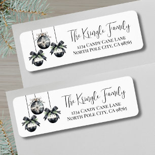 Elegant Zwart Wit Kerst Retouradres Etiket