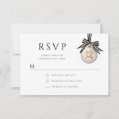 Elegant Zwart Wit Kerstbal Kerstfeest RSVP Kaartje (Voorkant)