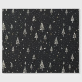 Elegant zwart-wit kerstboom patroon cadeaupapier (Vlak)