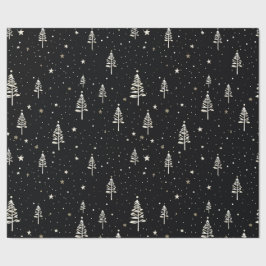 Elegant zwart-wit kerstboom patroon cadeaupapier