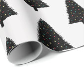 Elegant zwart-wit kerstboom patroon cadeaupapier (Rol Hoek)