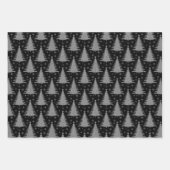 Elegant Zwart Wit Kerstboom Patroon Glitter Inpakpapier Vel (Voorkant 2)