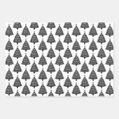 Elegant zwart-wit kerstboom patroon inpakpapier vel (Voorkant 2)