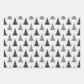 Elegant zwart-wit kerstboom patroon inpakpapier vel (Voorkant)