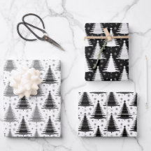 Elegant zwart-wit kerstboom patroon