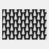 Elegant zwart wit kerstboom patroon inpakpapier vel (Voorkant 3)