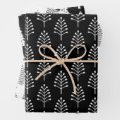 Elegant zwart wit kerstboom patroon inpakpapier vel (In situ)