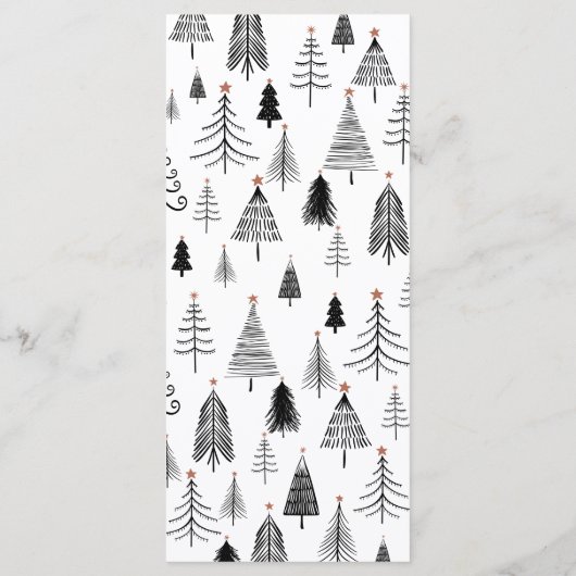 Elegant zwart-wit kerstdiner menu (Achterkant)