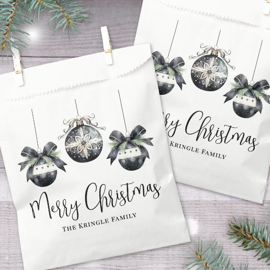 Elegant zwart-wit kerstfeest bedankzakje