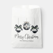 Elegant zwart-wit kerstfeest bedankzakje (Voorkant)