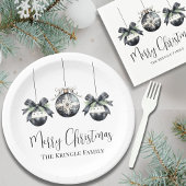 Elegant zwart wit kerstfeest papieren bordje