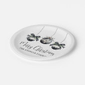 Elegant zwart wit kerstfeest papieren bordje (Gekanteld)