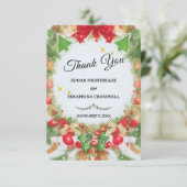 Elegant Zwart Wit Kerstmis Bruiloft Bedankkaart (Staand voorkant)