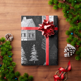 Elegant Zwart Wit Kerstmis Inpakpapier