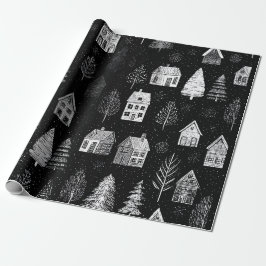 Elegant Zwart Wit Kerstmis Inpakpapier
