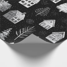 Elegant Zwart Wit Kerstmis Inpakpapier