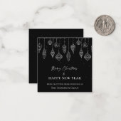 Elegant Zwart Wit Kerstmis Nieuwjaar Corporate Notitiekaartje (Voorkant / Achterkant in situ)