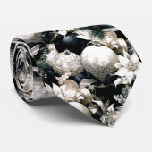 Elegant zwart wit Kerstmis ornament patroon Stropdas (Opgerold)