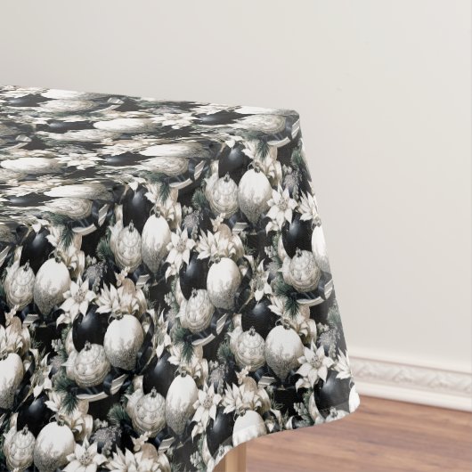 Elegant zwart wit Kerstmis ornament patroon Tafelkleed (Voorbeeld)