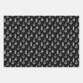 Elegant Zwart Wit Kerstmis Patroon Trio Gift Inpakpapier Vel (Voorkant)