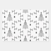 Elegant Zwart Wit Kerstmis Pine Tree Patroon Inpakpapier Vel (Voorkant 2)