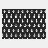 Elegant Zwart Wit Kerstmis Sneeuwman Patroon Gift Inpakpapier Vel (Voorkant 3)