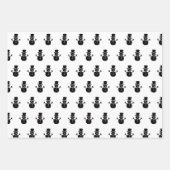 Elegant Zwart Wit Kerstmis Sneeuwman Patroon Gift Inpakpapier Vel (Voorkant)