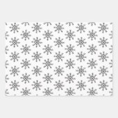 Elegant Zwart Wit Kerstmis Sneeuwvlok Patroon Inpakpapier Vel (Voorkant)