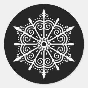 Elegant Zwart Wit Kerstmis Sneeuwvlok Sticker
