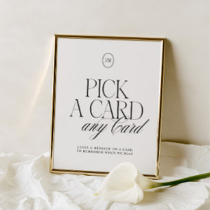 Elegant Zwart & Wit Kies een Kaart Trouwbord
