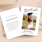 Elegant zwart wit klasse van 2024 foto Afstuderen Kaart