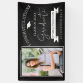 Elegant zwart wit klasse van 2025 foto Afstuderen Spandoek (Verticaal)