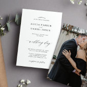 Elegant zwart-wit klassiek aangepast fotohuwelijk kaart