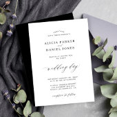 Elegant zwart-wit klassiek minimalistisch huwelijk kaart