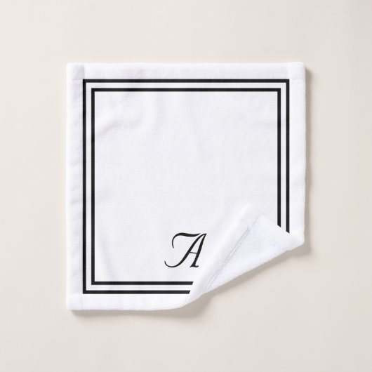 Elegant zwart-wit klassiek monogram bad handdoek (Wasdoekje)
