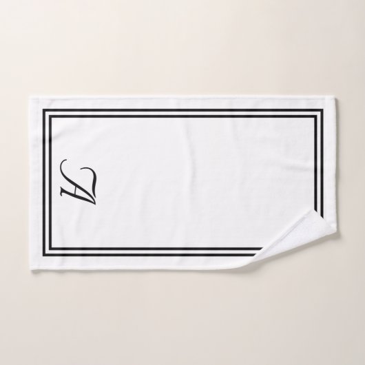 Elegant zwart-wit klassiek monogram bad handdoek (Handdoek)