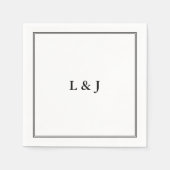 Elegant zwart-wit klassiek schrift trouwfeest servet (Voorkant)