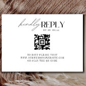 Elegant Zwart & Wit Klassiek Script QR-code RSVP
