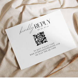 Elegant Zwart & Wit Klassiek Script QR-code RSVP