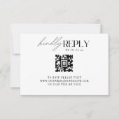 Elegant Zwart & Wit Klassiek Script QR-code RSVP (Voorkant)
