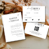 Elegant Zwart & Wit Klassiek Script QR-code RSVP Kaartje
