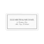 Elegant zwart-wit, klassiek scriptadres etiket (Voorkant)