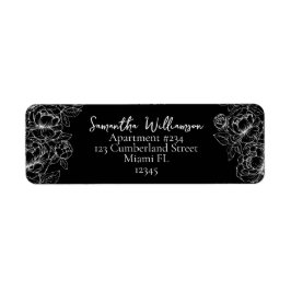 Elegant zwart wit klassieke bruiloft retour adres etiket