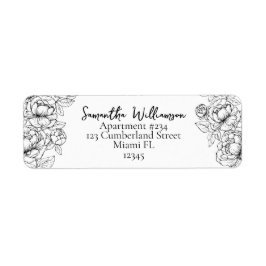 Elegant zwart wit klassieke bruiloft retour adres etiket