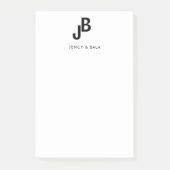 Elegant zwart-wit koppelmonogram post-it® notes (Voorkant)