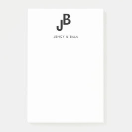 Elegant zwart-wit koppelmonogram post-it® notes