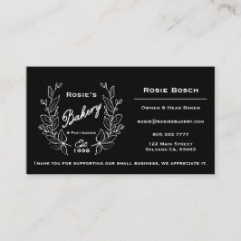 Elegant Zwart Wit Krans Bakkerij Logo Visitekaartje