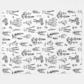 Elegant zwart wit kruiden tuin patroon fleece deken (Voorkant (Horizontaal))