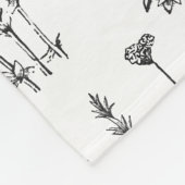 Elegant zwart wit kruiden tuin patroon fleece deken (Hoek)